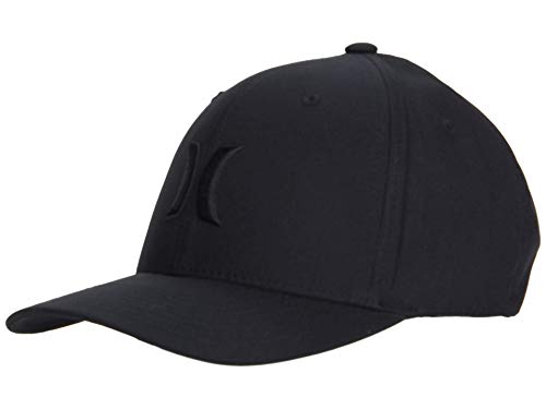 Hurley Men's Caps - One & Only Flexfit Baseball Cap - Fitted Hats for Men (S-XL) - color: Black/Black, size: Small-Medium