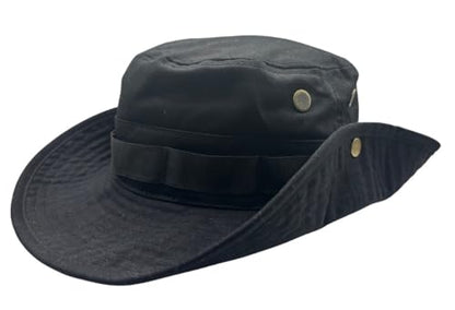 High Qualty Sun Hat 100% Cotton Size Adjustable Men Women Fishing Outdoor UPF 50+ Breathable Boonie Hat Summer UV Protection - color: Black