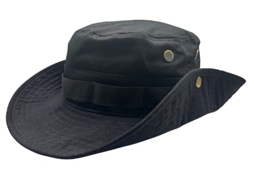 High Qualty Sun Hat 100% Cotton Size Adjustable Men Women Fishing Outdoor UPF 50+ Breathable Boonie Hat Summer UV Protection - color: Black