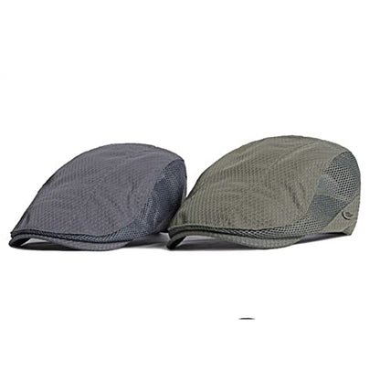FASHIXD Mens Mesh Flat Caps Light Summer Beret Hat Breathable Newsboy Ivy Cap Cabbie Adjustable - color: Green