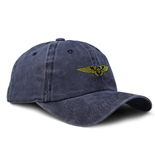 Soft Baseball Cap Embroidered Dad Hat Naval Flight Officer Embroidery Vintage Hats Washed Baseball Cap - color: Navy Design Only