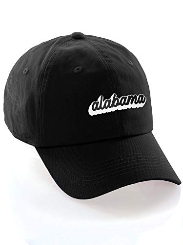 Classic Unstructured USA Cities Baseball Dad Hat 3D Raised PVC Letters Cap - color: Alabama Black - White Black
