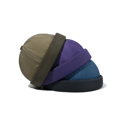 Clakllie Quick Dry Brimless Docker Cap for Men Summer Beanie Sailor Skullcap Lightweight Waterproof Adjustable No Brim Hat - color: Cdus-wbbh2401-blue