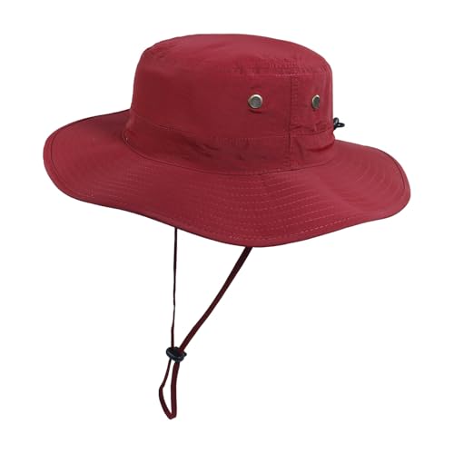 Home Prefer UPF50 Mens Sun Hat with Neck Flap Quick Dry UV Protection Cap Womens Wide Brim Fishing Hat Neck Flap Beach Garden - color: Red