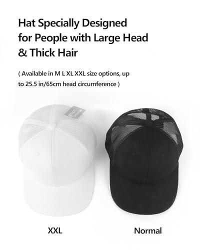 Zylioo XXL Trucker Hat for Big Heads Men Women,2 Tone Mesh Snapback Cap - color: White, size: Medium-Large