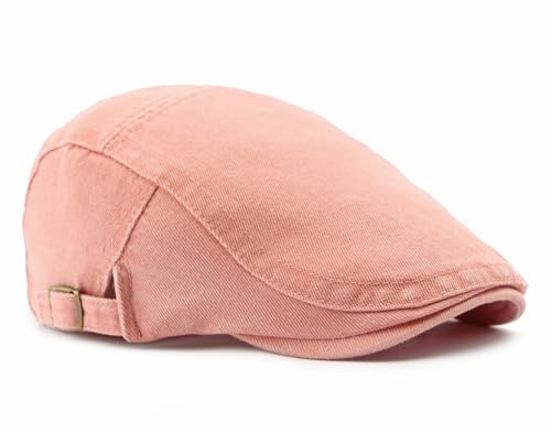 Cotton Newsboy Cap,Breathable Ivy Gatsby Cabbie Beret Hat for Men's Women Driving Hunting Golf - color: Denim Pink