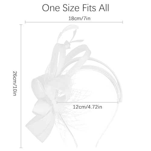 Fascinators Hats for Women, Fascinator Headband Tea Party Hat - color: White