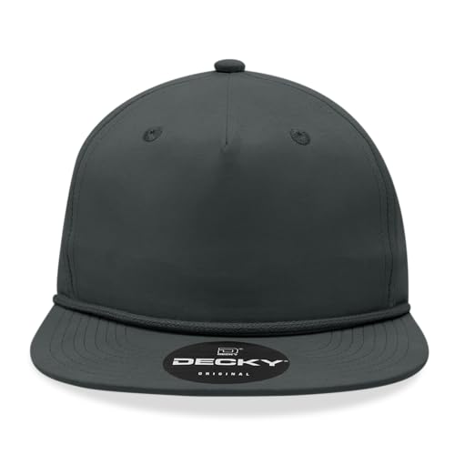 5 Panel High Profile Relaxed Cotton Blend Rope Hat - color: Charcoal