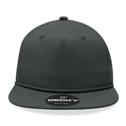 5 Panel High Profile Relaxed Cotton Blend Rope Hat - color: Charcoal