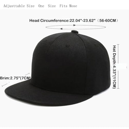 JHDESSLY 100% Cotton Snapback Hat for Men Women, Flat Bill Brim Baseball Cap Teens Adjustable Hip Hop Style Blank Trucker Hat - color: Navy