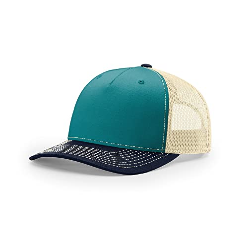 Richardson 112FP & 112PFP Classic Fit Five-Panel Snapback Trucker Cap |OSFM - color: Blue Teal/Birch/Navy