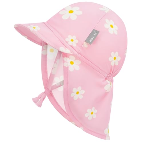 JAN & JUL Baby Sun-Hat with Neck Flap for Swimming - color: Pink Daisy, size: 0-3 Months