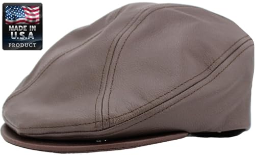KBETHOS Leather Ascot Made in USA Ivy Collection Classic Newsboy Caps - color: Dark Brown, size: X-Large