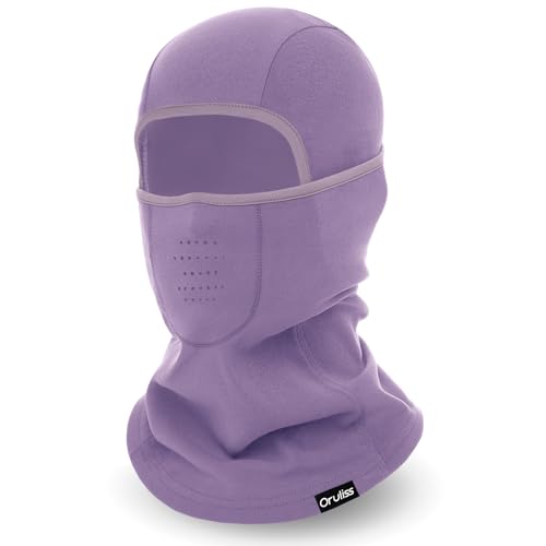 Breathable Balaclava Ski Mask for Men Women, Warm Winter Face Mask for Cold Weather Motorcycling Skiing Outdoor Work - color: Light Purple