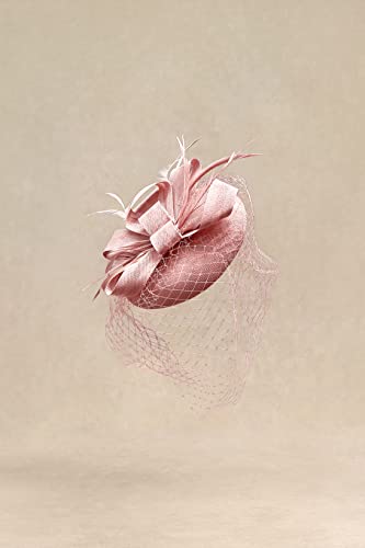 BABEYOND Fascinators Hats for Women Pillbox Veil Tea Party Derby Headband - color: Nude Pink