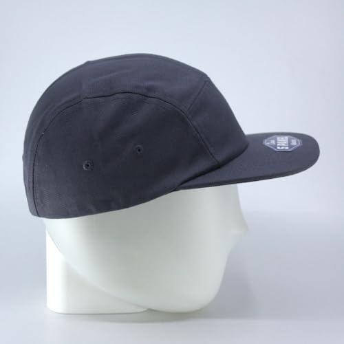 The Vintage Year 5 Panel Camper Hat – Cotton Low Profile Cap, Flat Bill, Adjustable, Men Women - color: Canvas - Charcoal Gray