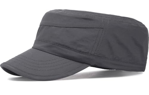 Cadet Army Cap Unisex Military Hat Adjustable Flat Top Cap Baseball Cap - color: Dark Grey