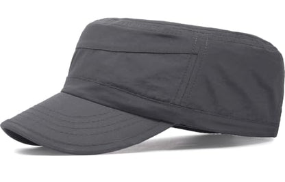 Cadet Army Cap Unisex Military Hat Adjustable Flat Top Cap Baseball Cap - color: Dark Grey
