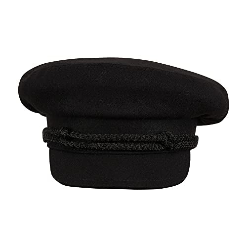 Sterkowski "Maciejówka Model 3" Fisherman Style Fiddler Cap | Wool Fiddler Cap for Men and Women | Warm Wool Captain Cap - color: Black, size: 7