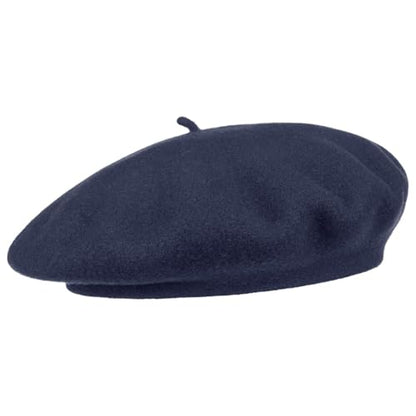 Women's Beret Cashmere Wool French Hat Made in EU Women Autumn Winter - color: Navy, size: 6 7/8
