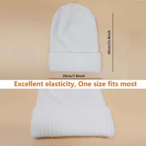 Facecozy Satin Lined Beanie for Women Soft Satin Lining Slouchy Winter Hats - color: Snow White