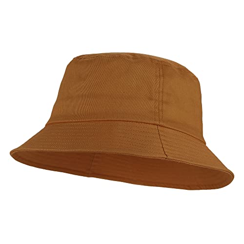 Unisex Cotton Packable Bucket Hat Sun Hat Plain Colors for Men Women - color: Light Brown