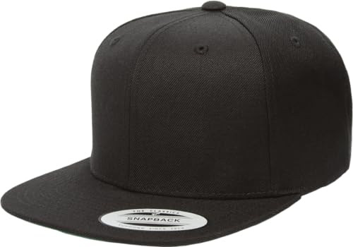 YP Classics 6089 Wool-Blended 6 Panel High Profile Flatbill Snapback Cap - color: Black