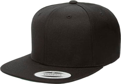 YP Classics 6089 Wool-Blended 6 Panel High Profile Flatbill Snapback Cap - color: Black