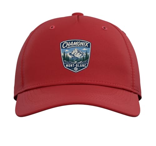 Chamonix Mont Blanc Mountain Hiking Adventure Nature Travel Adjustable Baseball Hat - color: Red