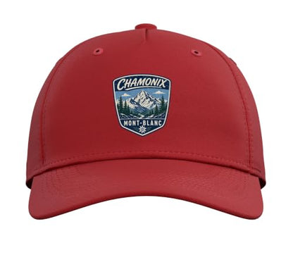 Chamonix Mont Blanc Mountain Hiking Adventure Nature Travel Adjustable Baseball Hat - color: Red