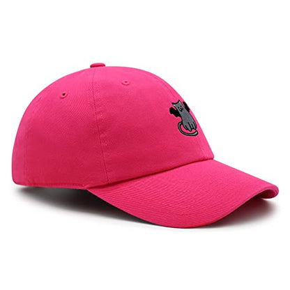 JPAK Bat-cat Premium Dad Hat Embroidered Cotton Baseball Cap Cat Kitty - color: Hot Pink