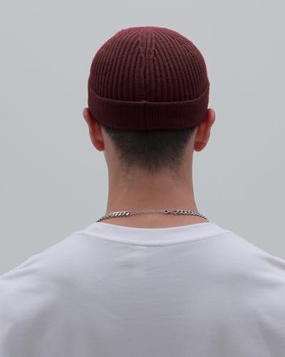 vidsel Thin Wool Fisherman Beanie for Men Short Knit Cuff Trawler Watch Hat - color: 1pcs-dark Coffee