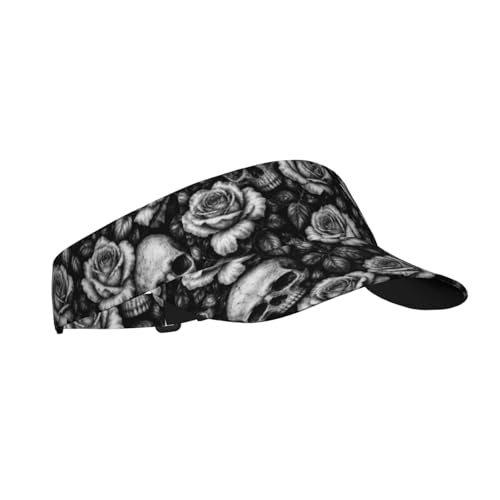 Sun Visor Hats Adjustable Open Top Sport Hat for Golf Women/Men - color: Skull Rose