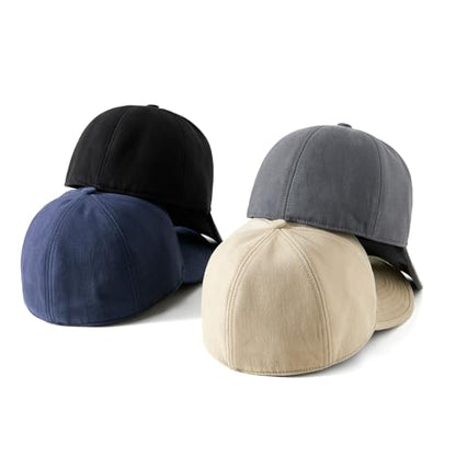 Men's Fitted Cap Winter Fleece Warm Full Closed Baseball Caps Curved Brim Blank Elastic Closed Back Hat K277N - color: Khaki, size: 7-7 1/4