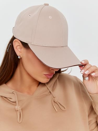 Sandwich Brim High Crown Baseball Cap – Logo-Free – Deep Fit Structured Hat for Men & Women – Minimalist Design - color: Beige / Chocolate Sandwich