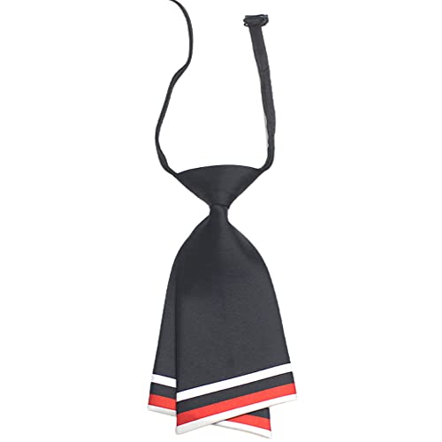 Mantieqingway Women Uniform Necktie Adjustable Strap Striped Pre-tie Ties - color: Black