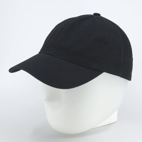 Plain Washed Cotton Adjustable 6 Panel Dad Hat Baseball Cap - color: Black/Black