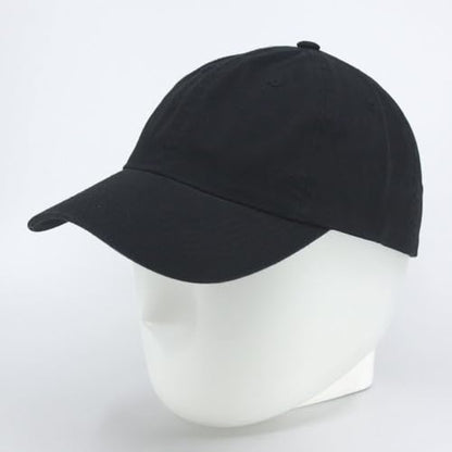 Plain Washed Cotton Adjustable 6 Panel Dad Hat Baseball Cap - color: Black/Black