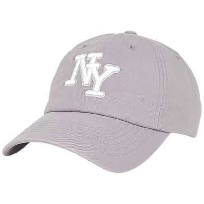 NY 3D Embroidered Dad Hat - New York Baseball Cap - color: Gray - White
