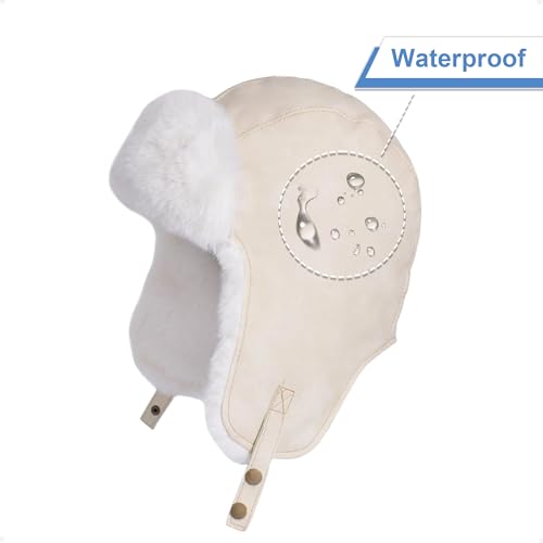 Women Winter Trapper Hat Ushanka Warm Sherpa Beanie Knit Ear Flap - color: Beige