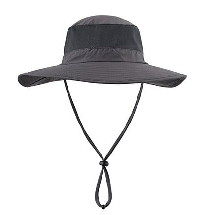 Home Prefer Outdoor UPF50+ Mesh Sun Hat Wide Brim Fishing Hat with Neck Flap Sun Hat for Men Women - color: Dark Gray