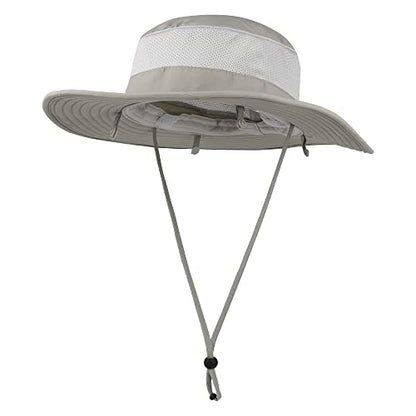 Outdoor Sun Hat UPF 50 Protection Waterproof Fishing hat Face Cover Summer Neck Flap Hat - color: Light Gray