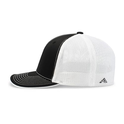 Pacific Headwear Unisex Adult Pacific Headwear Trucker Flexfit® Cap - color: Black/White/Black, size: Small-Medium