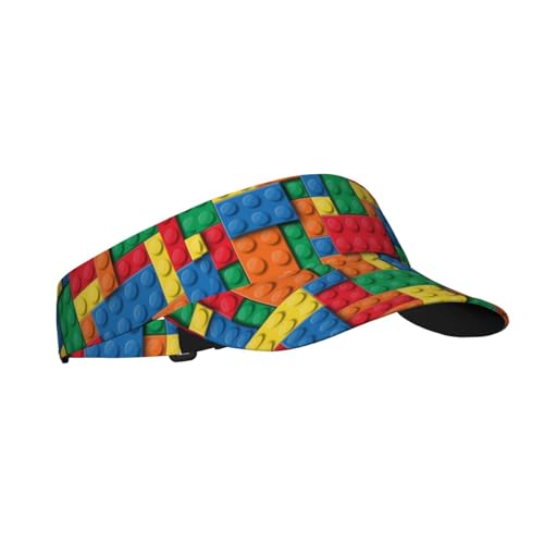 Sun Visor Hats Adjustable Open Top Sport Hat for Golf Women/Men - color: Colorful Building Blocks