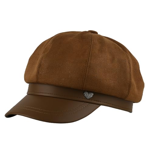 Newsboy Hats for Women - Retro Classic Plaid Hat Fashionable British Irish Beret Cap Girls Vintage Dressy Caps - color: Bling Brown