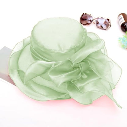 Women's Kentucky Derby Church Dress Hat Wide Brim Leaf Flower Bridal Shower Hat - color: S11-mint Green