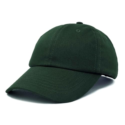 DALIX Baseball Cap Dad Hat Plain Men Women Cotton Adjustable Blank Unstructured Soft - color: Dark Green