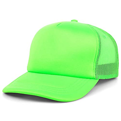 Lids Blank Basic Foam Trucker Adjustable Snapback Hat - color: Neon Green/ Neon Green