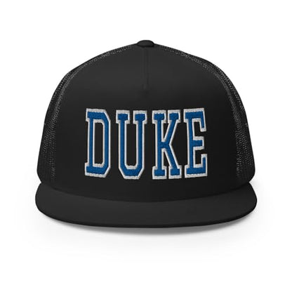 NG Duke Flat Bill Embroidered Trucker Hat High Crown Adjustable Cap - color: Black