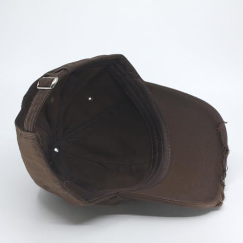 Washed Cotton Distressed with Heavy Stitching Adjustable Baseball Cap - color: Strap Brown